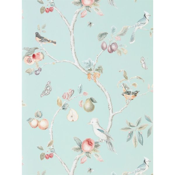 Fruit Aviary Wallpaper 216312 by Sanderson in Duck Egg Multi