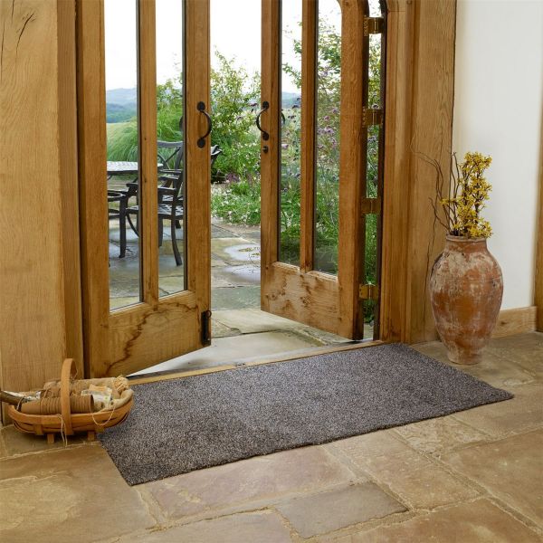 Multi Grip Washable Plain Doormat in Seal Grey