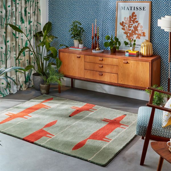 Scion Mr Fox Wool Rugs 25313 in Mint Poppy
