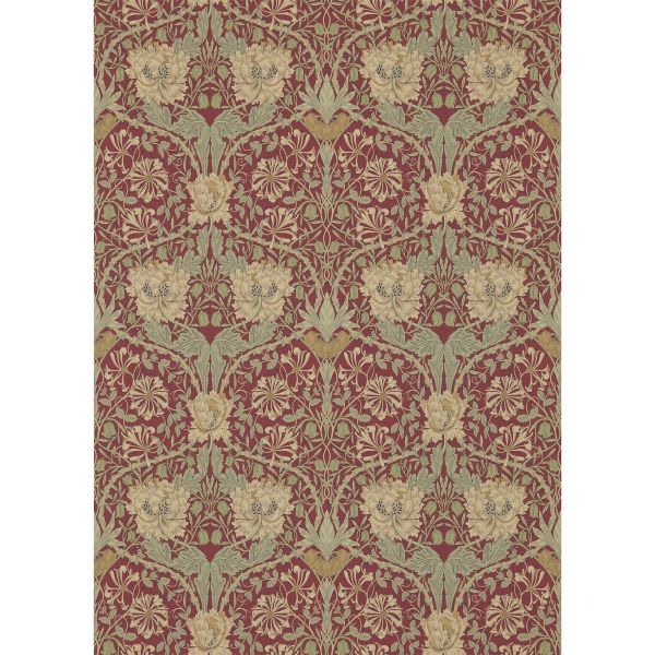 Honeysuckle and Tulip 214700 Wallpaper by Morris & Co in Red Gold