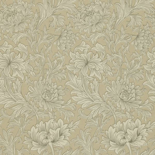 Chrysanthemum Toile Wallpaper 103 by Morris & Co in Ivory Gold