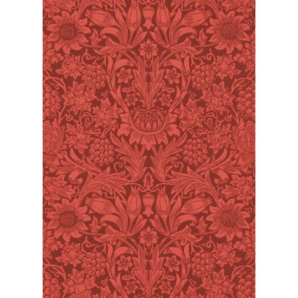 Sunflower Wallpaper 216960 by Morris & Co in Chocolate Red