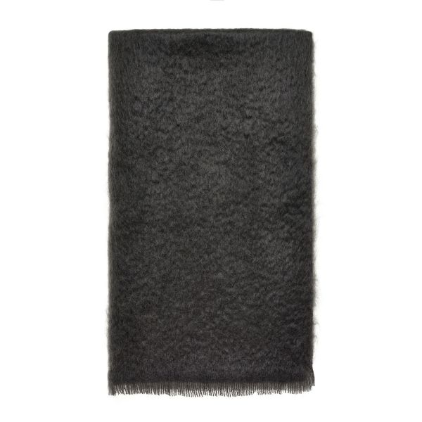 Moseley Mohair Plain Throw by LuxeTapi in Gun Metal Grey