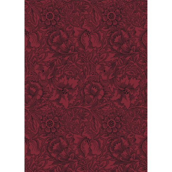 Poppy Wallpaper 216956 by Morris & Co in Claret Red