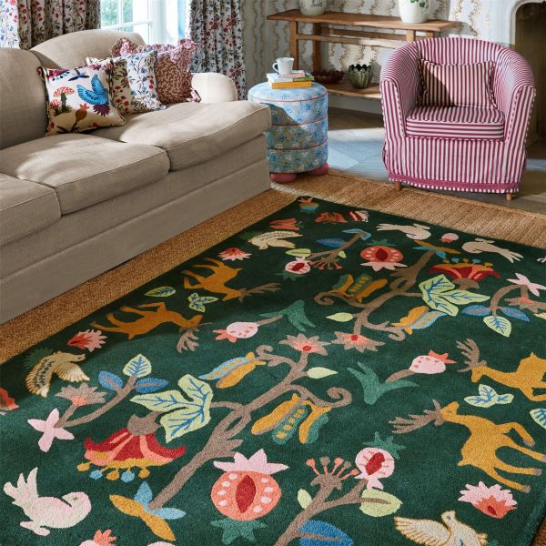 Forest Of Dean Wool Rug 146907 by Sanderson in Forest Green