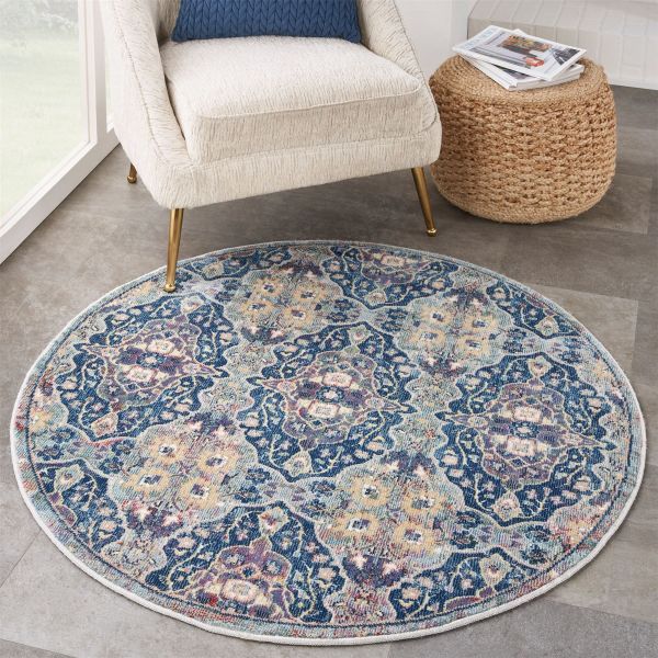 Ankara Global Circular Rugs ANR16 in Navy Multi