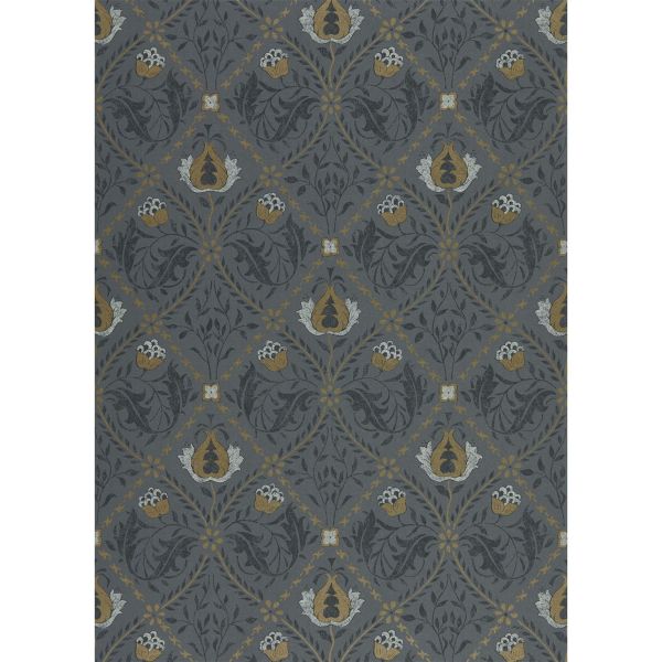 Pure Trellis Wallpaper 216527 by Morris & Co in Black Ink