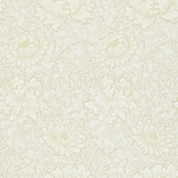 Chrysanthemum Wallpaper 212546 by Morris & Co in Chalk White