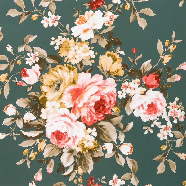 Emeline Wallpaper W0081 05 by Clarke and Clarke in Jade Green