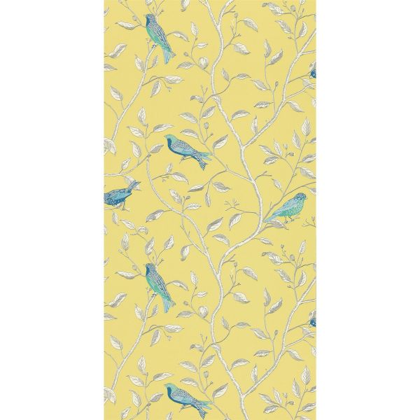 Finches Bird Branch Wallpaper 101 by Scion in Yellow