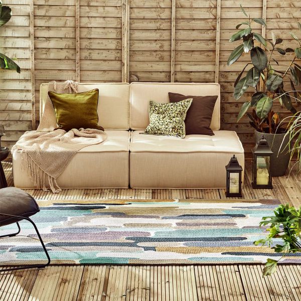 Trattino Outdoor Abstract Seaglass Rugs 444804 by Harlequin