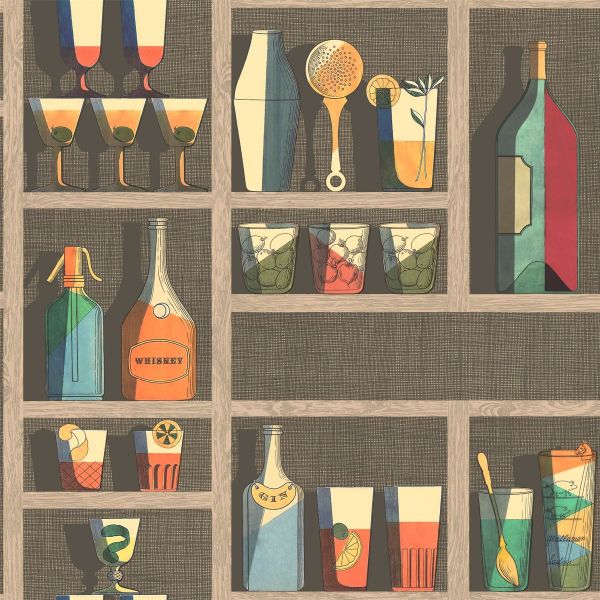 Cocktails Wallpaper 23043 by Cole & Son in Grey Multi