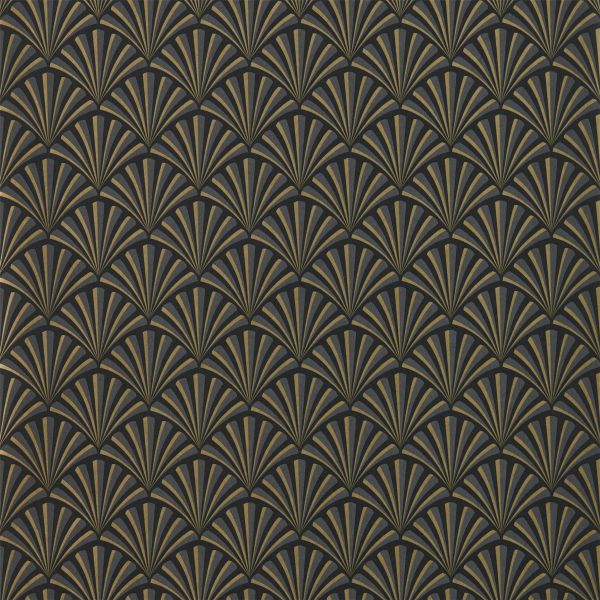 Chrysler Wallpaper W0164/01 by Clarke & Clarke in Noir Black