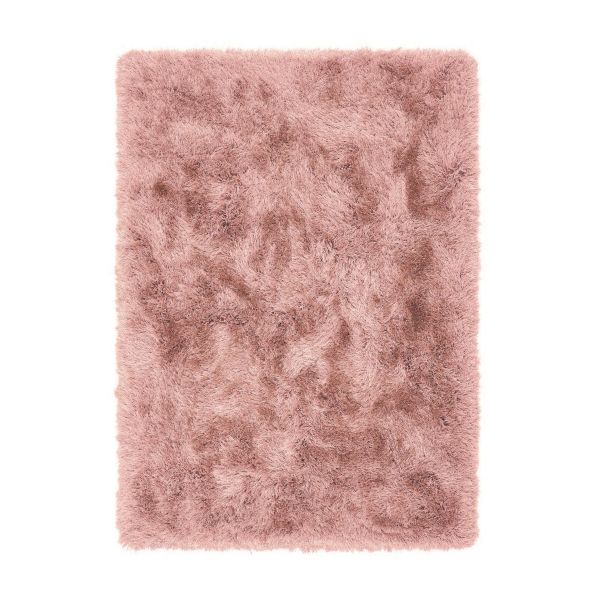 Extravagance Shaggy Modern Plain Rugs in Rose Pink