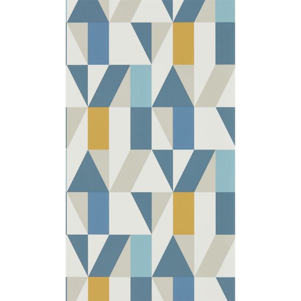 Nuevo Geometric Wallpaper 111831 by Scion in Indigo Slate Satsuma