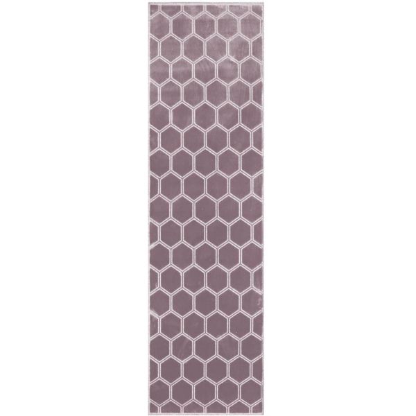 Manipur Geometric Runner Rug in Amethyst Purple By Designers Guild