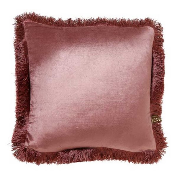 Lexi Plain Fringed Cushion in Antique Rose Pink