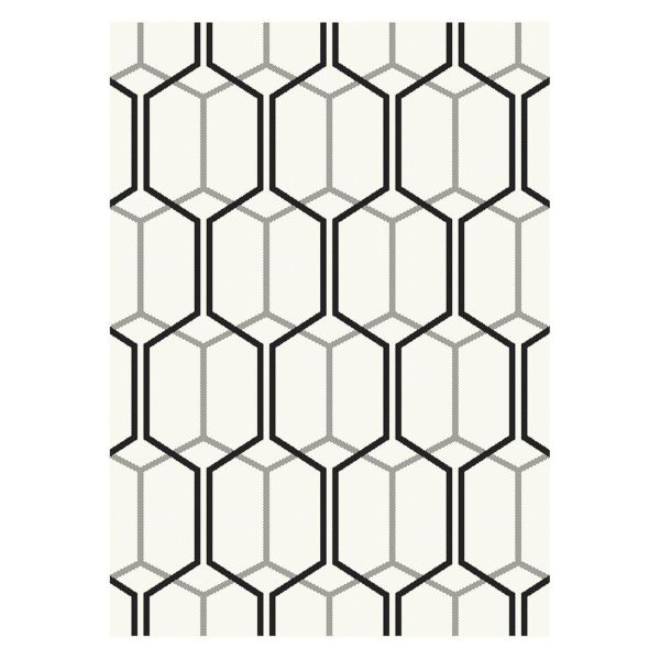 Patio Geometric PAT08 Hexagon Outdoor Rugs in Ivory White