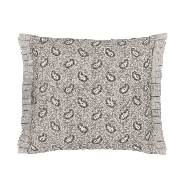 Cora Paisley Cushion by Bedeck of Belfast in Linen Grey