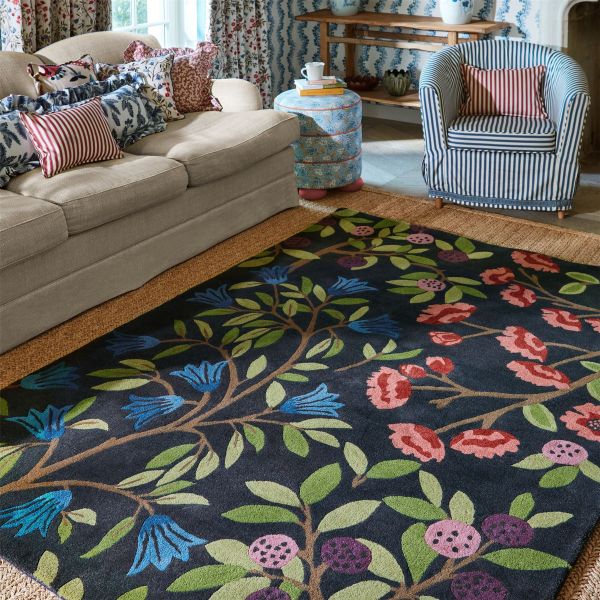 Foraging Wool Rug 146618 by Sanderson in Indigo Blue
