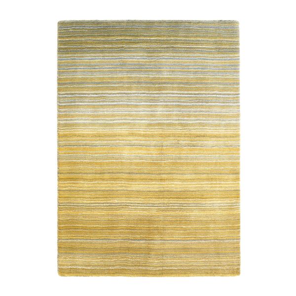 Fine Stripes Modern Pattern Wool Rugs in Ochre