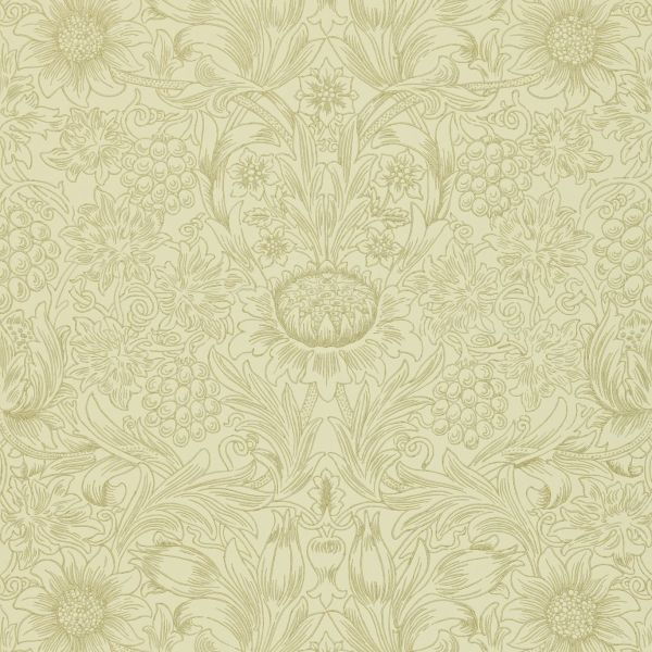 Sunflower Etch Wallpaper 105 by Morris & Co in Parchment Gold