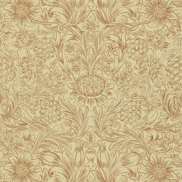 Sunflower Wallpaper 210473 by Morris & Co in Church Red Biscuit