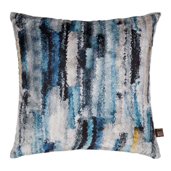 Elysia Elysia Painterly Cushion in Blue and Yellow