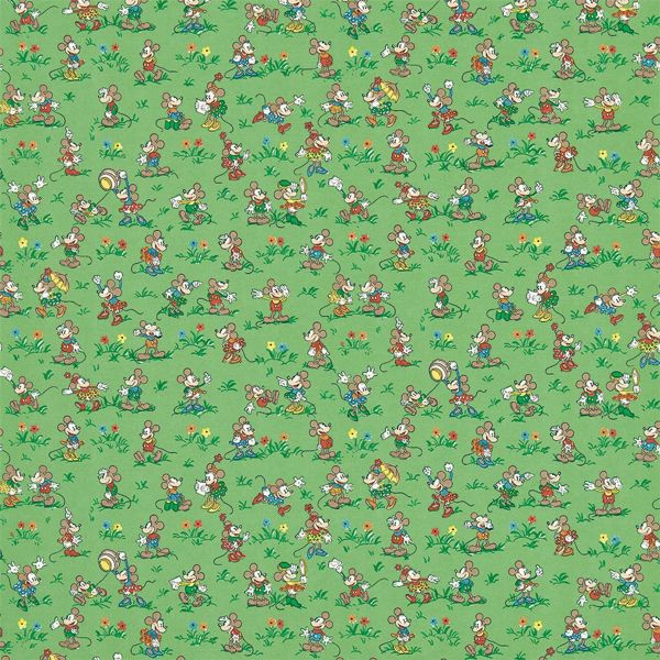 Mickey & Minnie Wallpaper 217265 by Disney Home x Sanderson in Gumball Green
