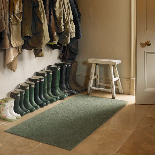 Multi Grip Washable Plain Doormat in Sage Green