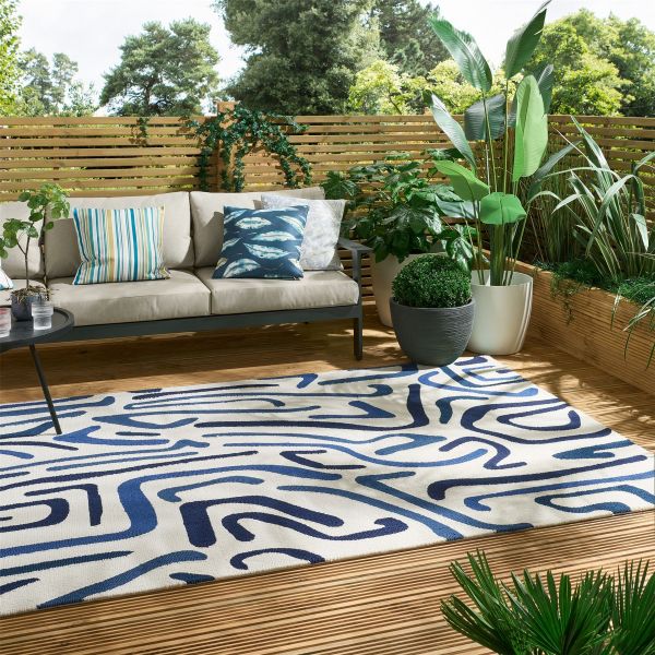 Synchronic Indoor Outdoor Rugs 442308 in Japanese Ink Origami