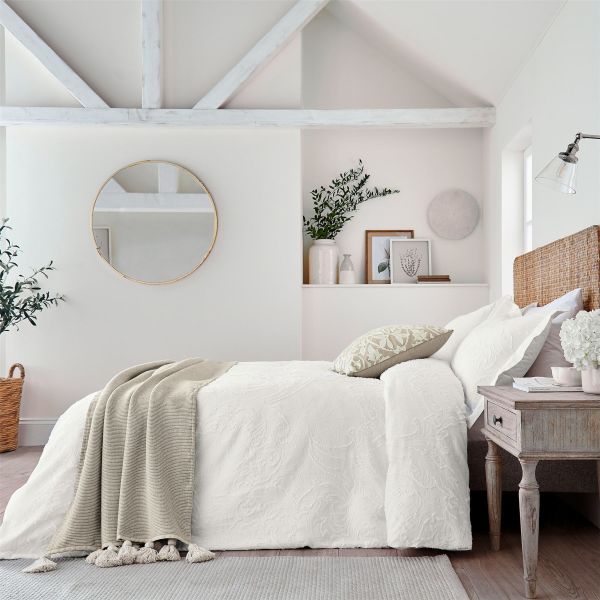Pure Bachelors Button Clipped Matelasse Bedding by Morris & Co in White