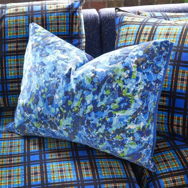 Odisha Cobalt Marbled Vibrant Cushion