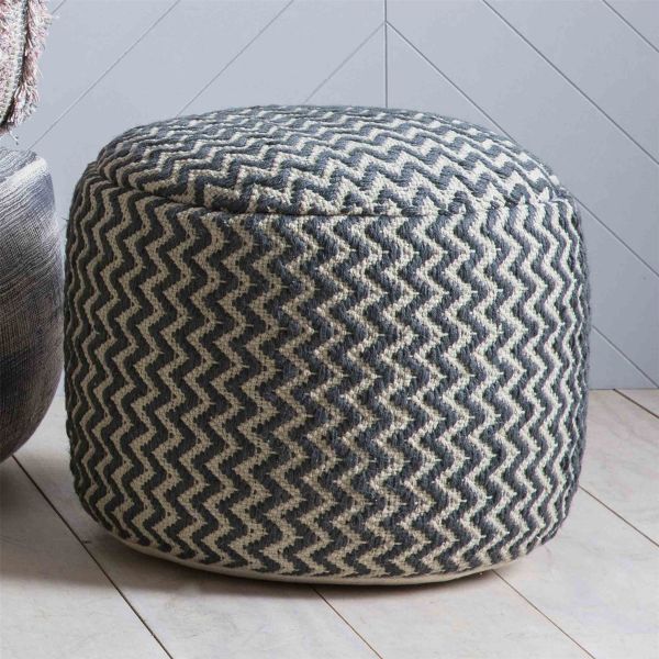 Metz Geometric Pouffe Footstool in Grey by Luxe Tapi