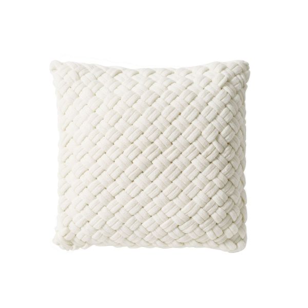 Chunky Knit Basketweave Cushion By DKNY in White
