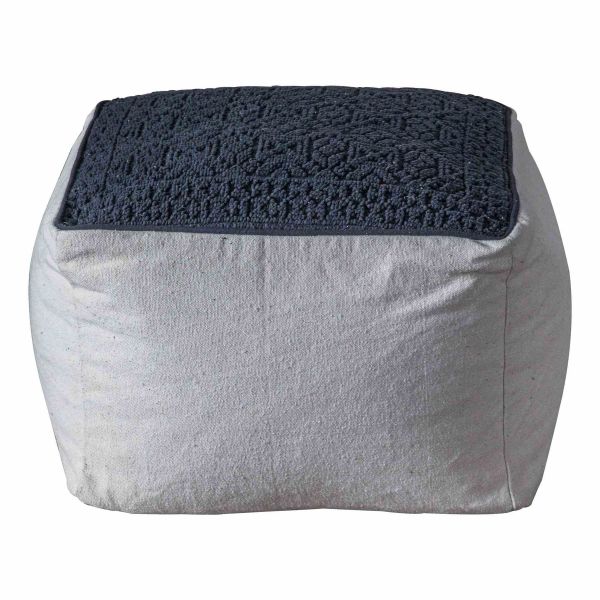 Toulon Pouffe Footstool in Charcoal Grey by Luxe Tapi