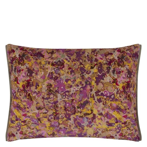 Designers Guild Odisha Marbled Cushion in Rosewood Orange
