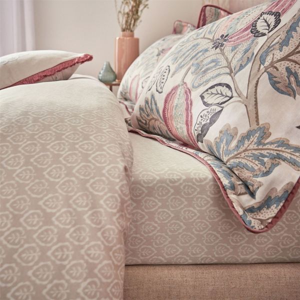 Cantaloupe Leaf Fitted Sheet By Sanderson in Blush Dove