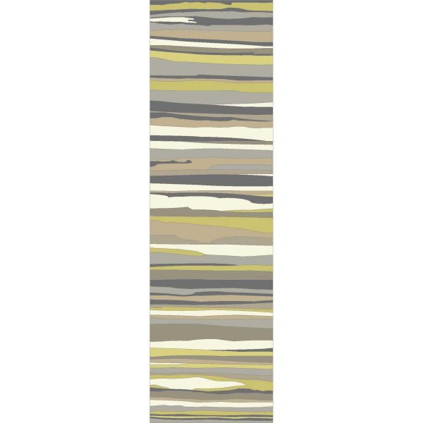 Elsdon Stripe Wool Runner Rugs 44006 in Linden Yellow by Sanderson