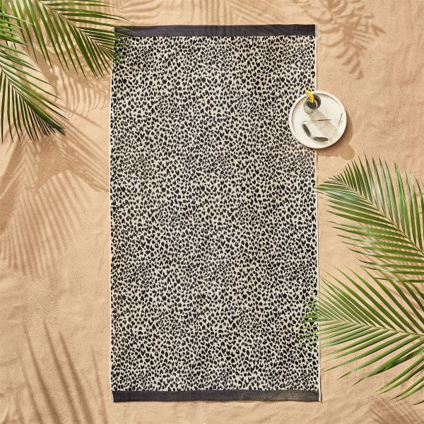 Nalu Koko Beach Towel by Nicole Scherzinger in Black & Linen