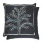 Fiorela Embroidered Stem Cushion By William Yeoward in Indigo Blue