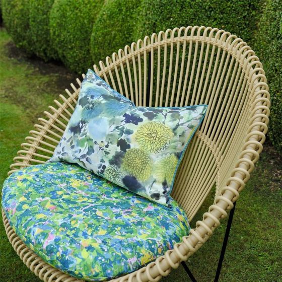 Japonaiserie Outdoor Cushion By Designers Guild in Azure Green