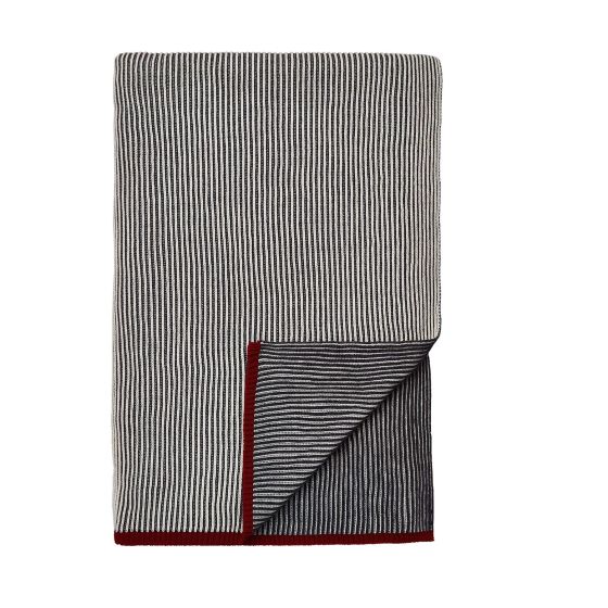 Senko Striped Cotton Ribbed Knitted Throw in Charcoal