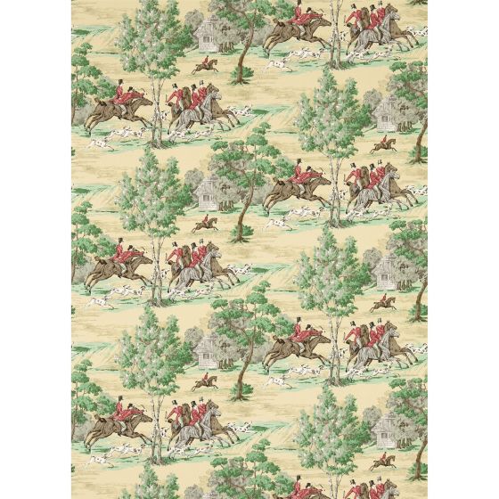 Tally Ho Wallpaper 214598 by Sanderson in Evergreen Crimson