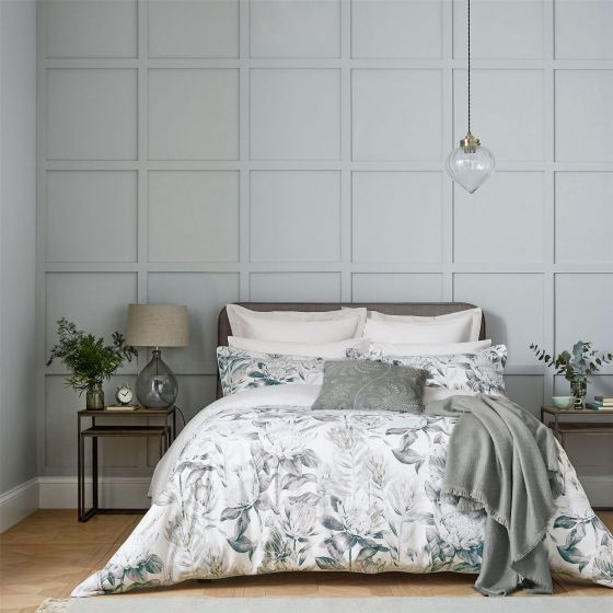 King Protea Floral Bedding by Sanderson in Linen Grey