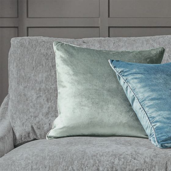 Nigella Velvet Cushion by Laura Ashley in Grey Green
