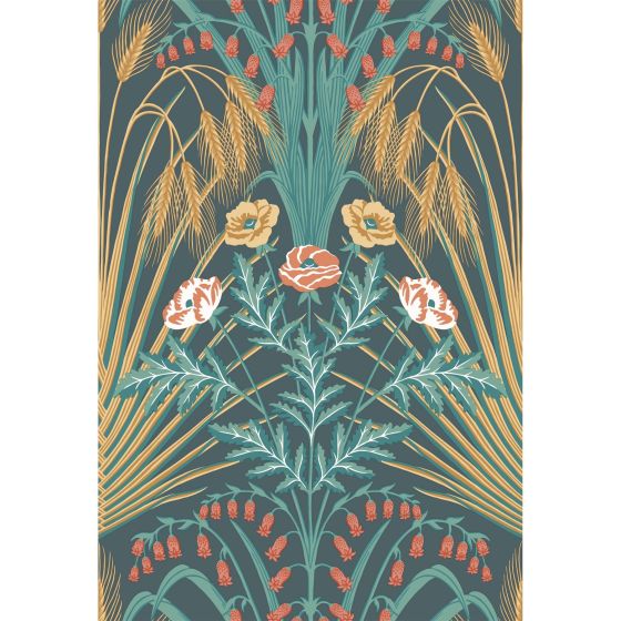 Bluebell Wallpaper 3010 by Cole & Son in Teal Gold Coral