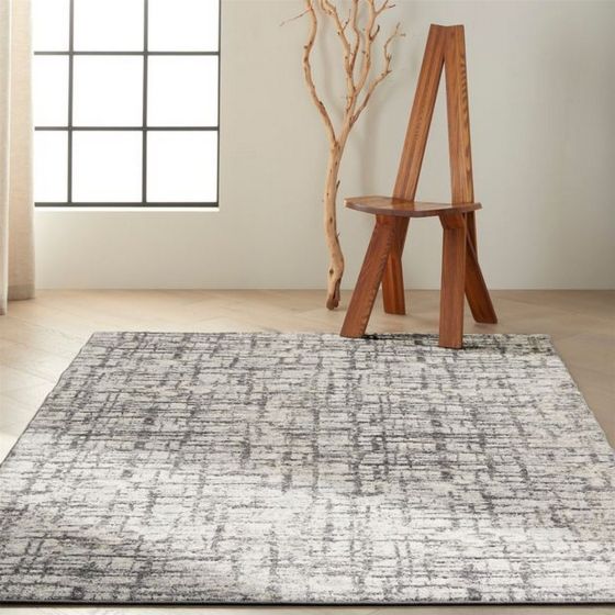 Rush Abstract Rugs CK952 by Designer Calvin Klein in Ivory Grey