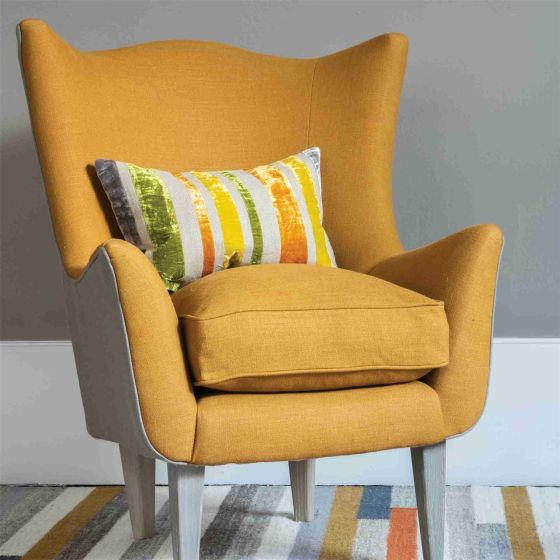 Reilly Striped Cushion by William Yeoward in Spice Orange