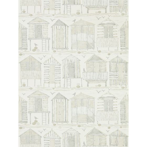 Beach Huts Wallpaper 216561 by Sanderson in Driftwood Brown
